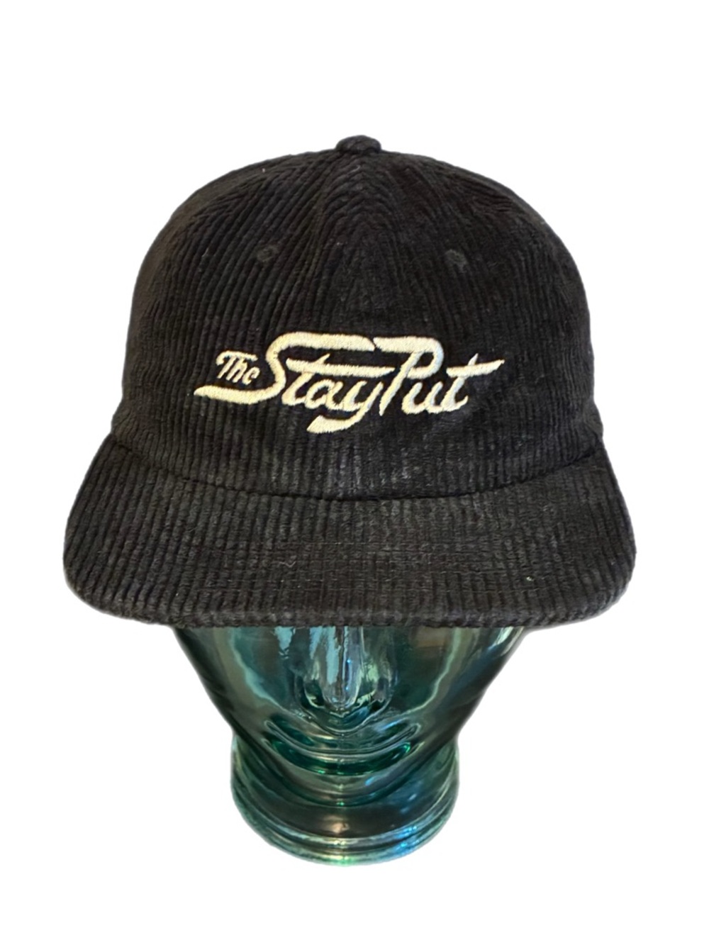 AS Colour Black Corduroy Baseball Cap Hat The StayPut Embroidered Logo Skater OS